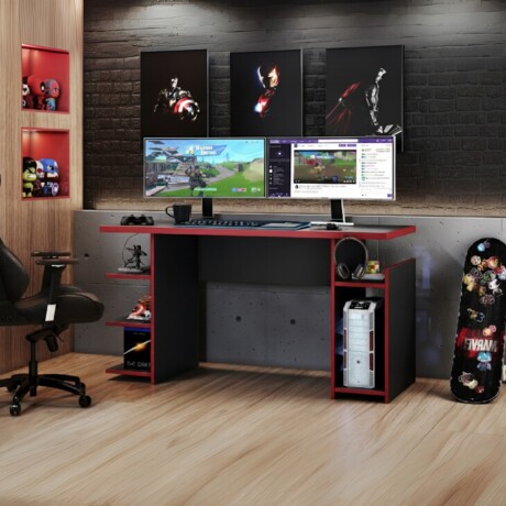 ESCRITORIO GAMER PARA PC LAPTOP COMPUTADORA TAPA 25 MM ROJO