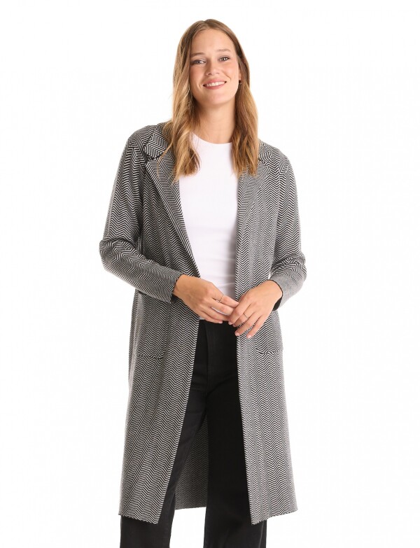 Chaqueta Tejida Larga NEGRO/BLANCO