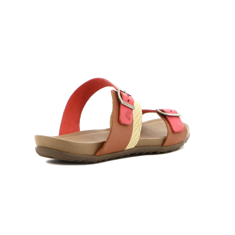 Country Sandalia Casual Tres Tiras C/dos Hebillas Telha-multicolor
