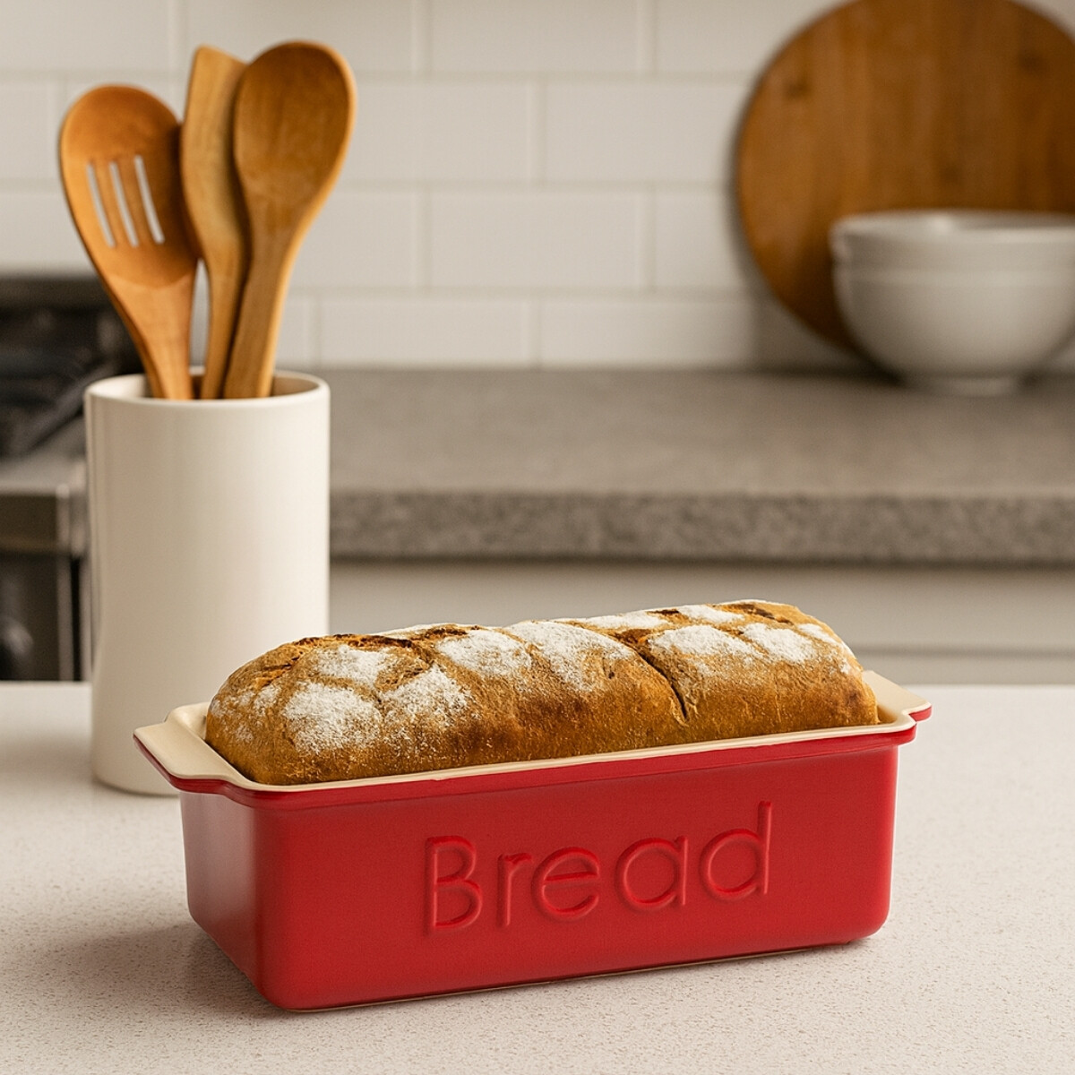 Molde para Pan con Tapa Burdeos Esmaltado 25 cm Ibili 