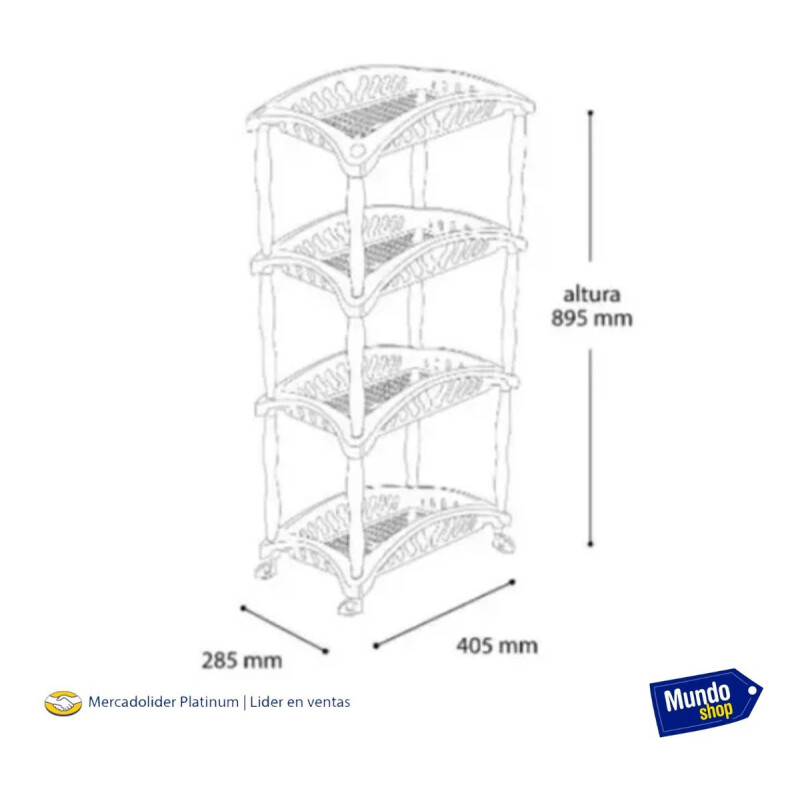 Organizador De Cocina Frutero Baño 4 Estantes Plástico Negro
