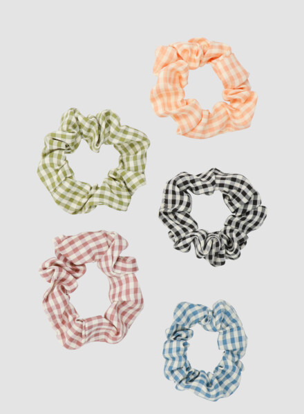 Pack x5 scrunchies cuadrille Variante unica