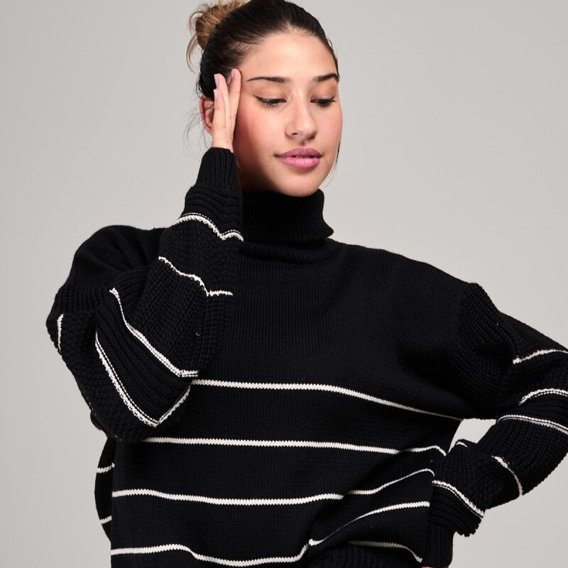 Buzo tejido rompe viento slowly Black/off White