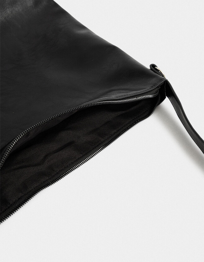 Shopper Cartera Shopper De Cuerina - Negro