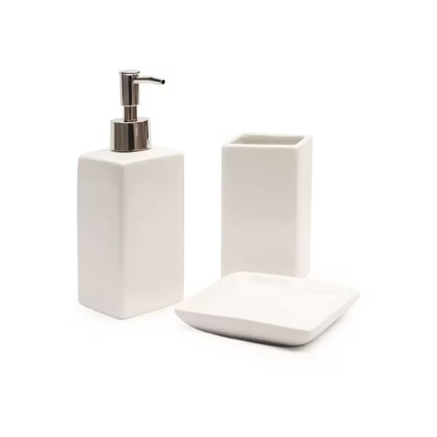 Set de accesorios de baño 3 piezas Blanco Set De Accesorios De Baño 3 Piezas Blanco