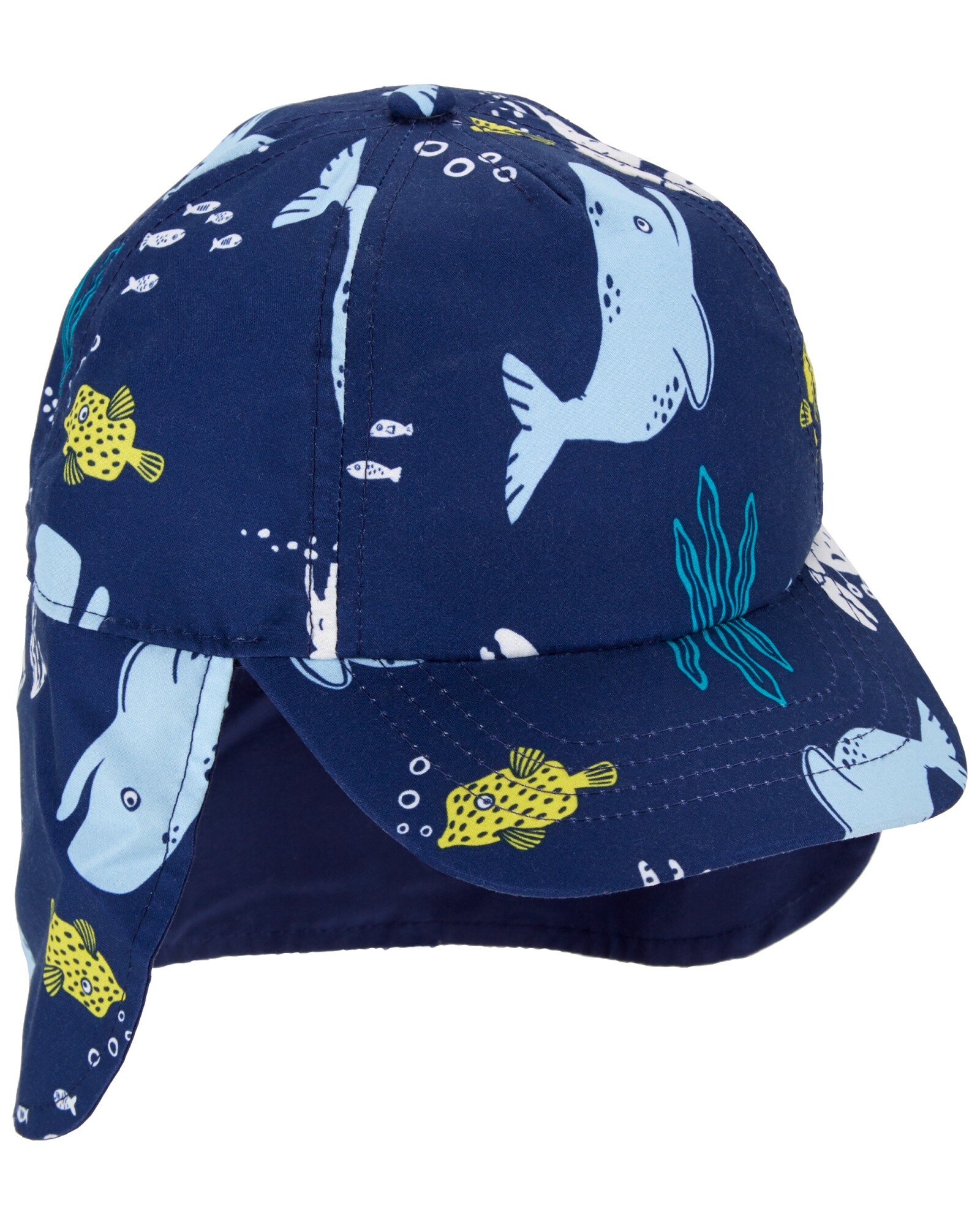 Gorra con visera y solapa, diseño ballenas Sin color