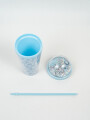 Vaso Con Tapa + Sorbito Glitter Azul
