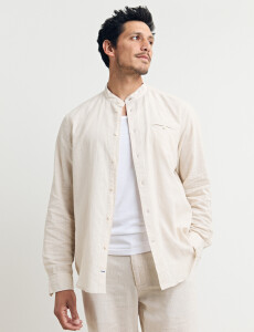 011954 CAMISA HARRINGTON LABEL LINO Beige