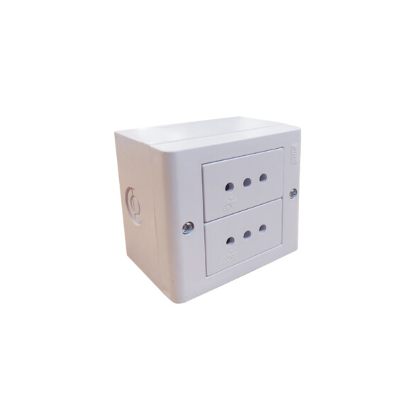 Caja c/2 tomas 3 en línea (2P+T) blanco puro Sica SK3496