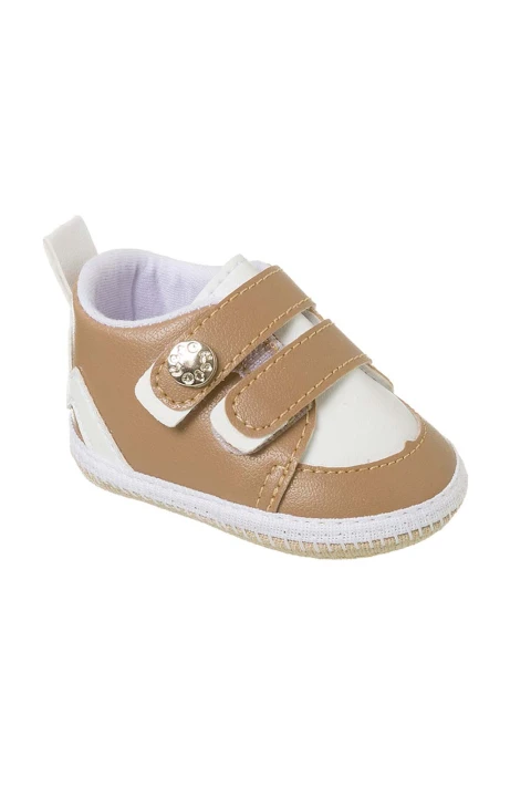 Tenis Con Dos Velcros Bebe Beige Bebe