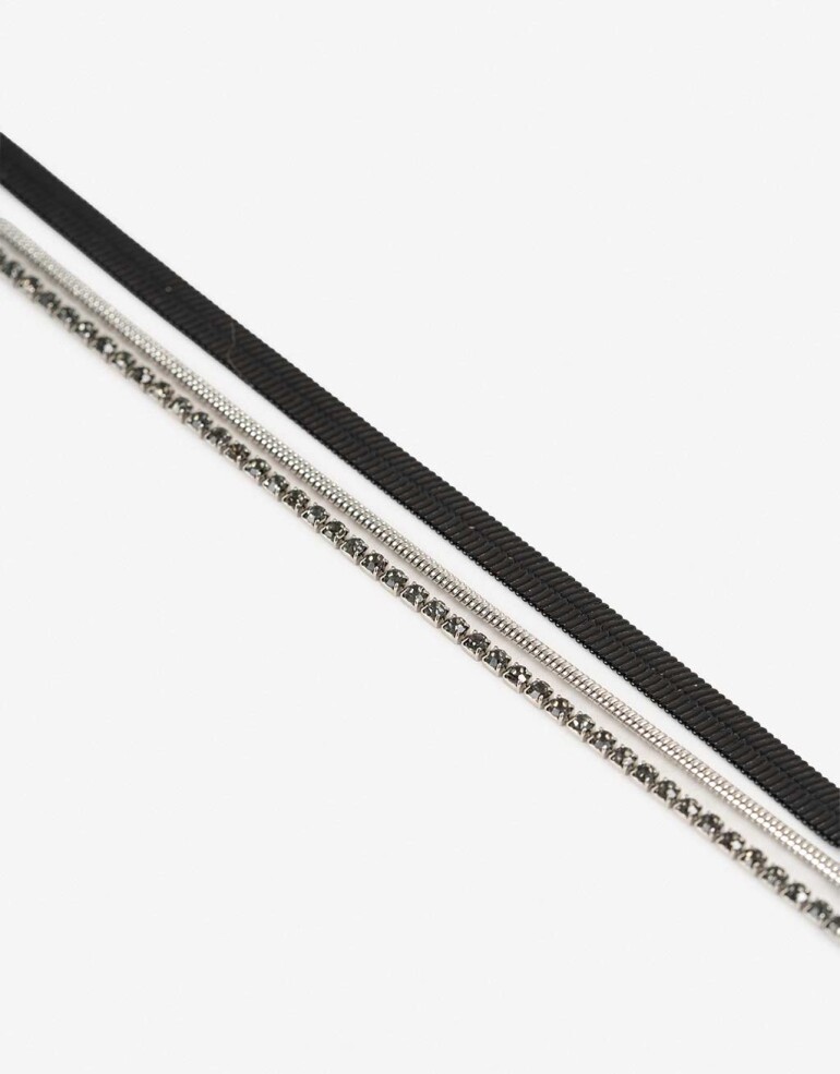 Collares Cortos Color Collares Cortos Black - Plateado Rodio