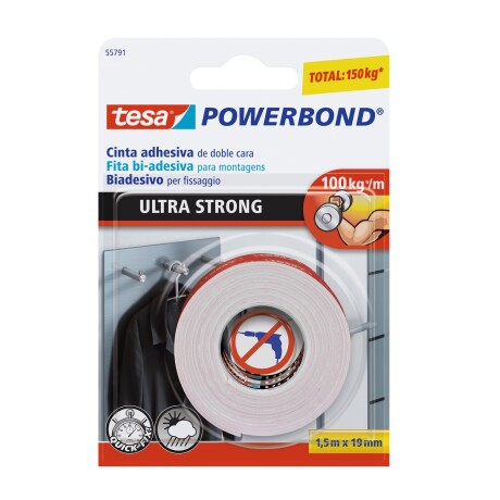 Cinta Doble Cara Ultra Fuerte 19mm x 1.5m Tesa