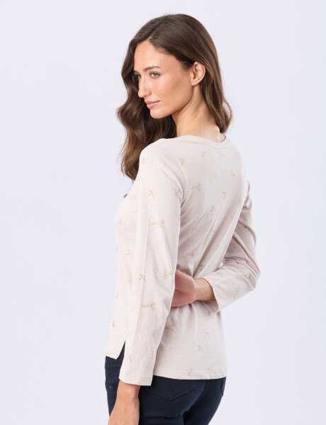REMERA ESTAMPADA DE ALGODÓN Beige