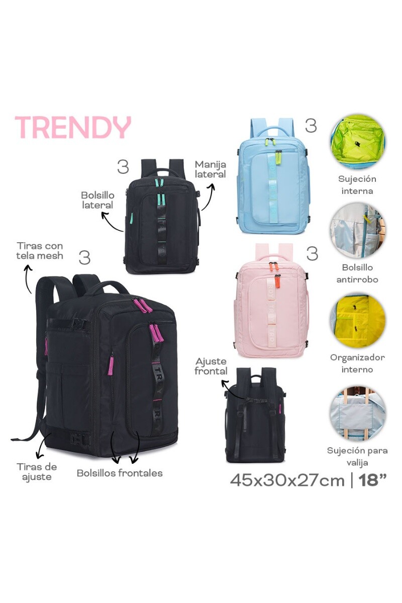 Mochila travel Trendy Rosado