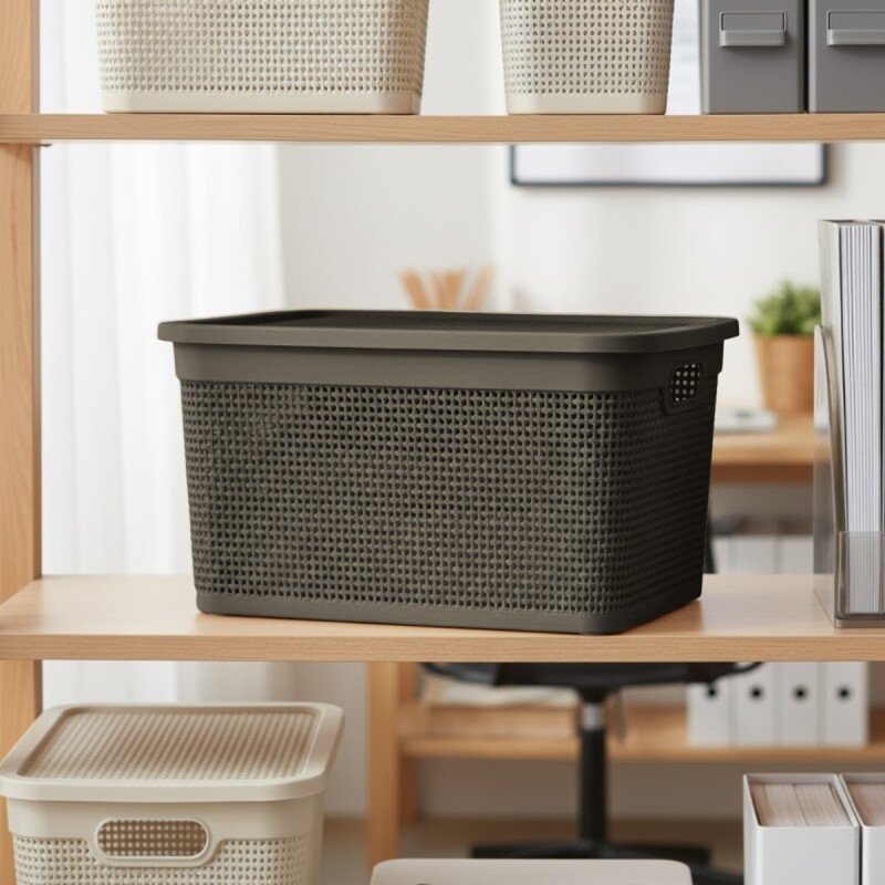 Set x3 Caja simil ratán 25 lts CHOCOLATE