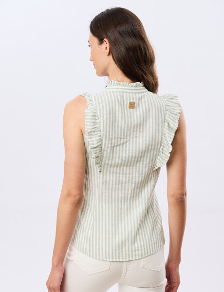 CAMISA DE LINO RAYADA Menta