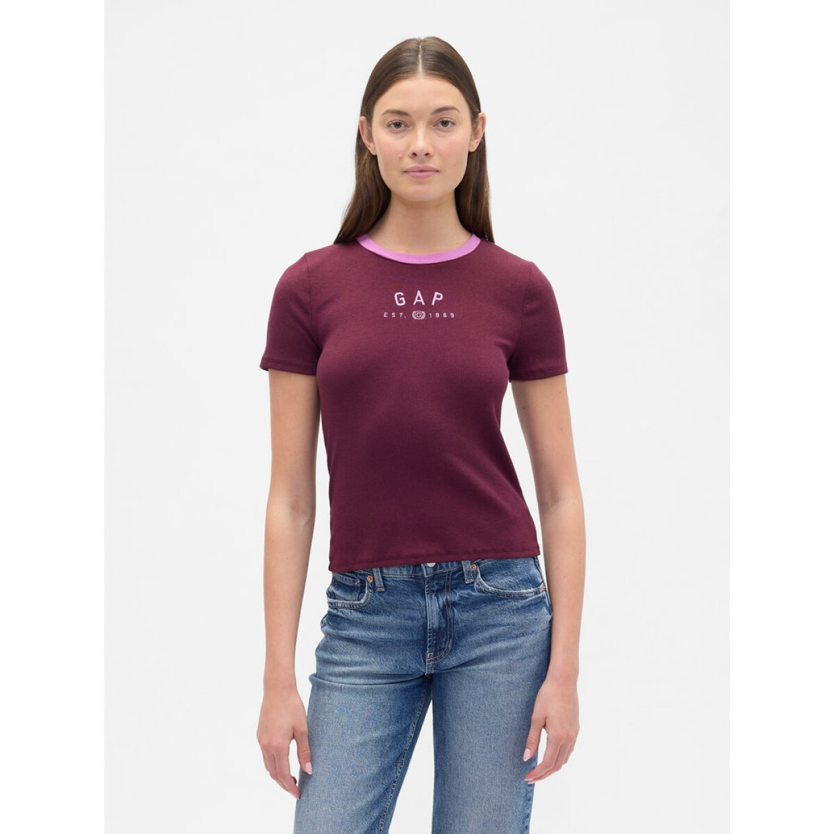 FRCH SS MOD RIB ABBRV TEE - TUSCAN RED 