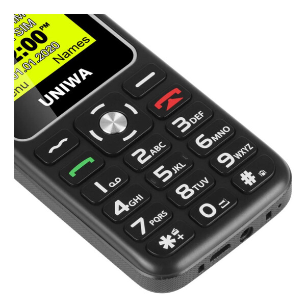 Celular Uniwa Senior Con Boton Sos Ideal Adultos Mayores Linea Claro Variante Color Negro