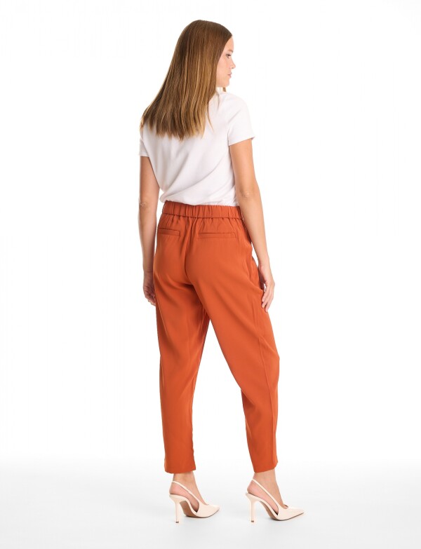 Pantalon Relaxed Fit & Cintura Elástica Posterior ANARANJADO