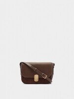 Bolso Bandolera Efecto Piel Con Solapa marron