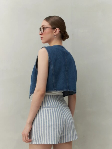 SHORT POLLERA D.CASSIN LISTRA CEL BLA