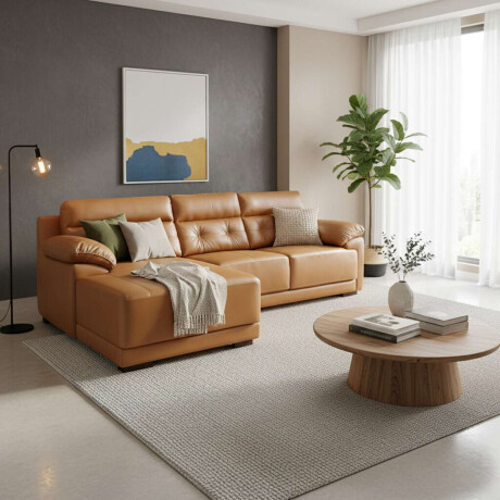 Sofa Albany 3 cuerpos Camel - Chaise Derecho