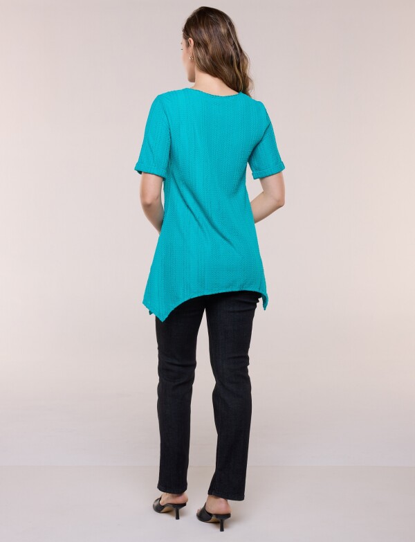 Blusa De Punto Labrado TURQUESA