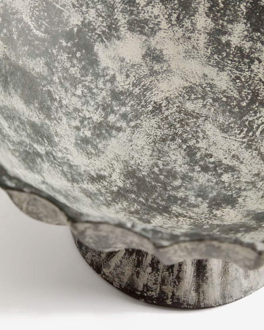 Centro de mesa Valura de papel maché gris Ø 33 cm