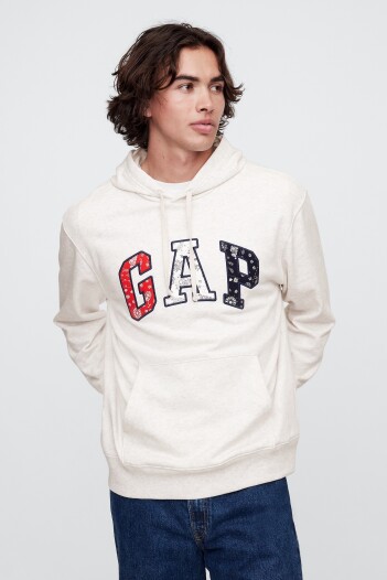 Buzo Canguro Logo Gap Sin Felpa Hombre Pale Grey Heather Bc01