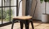 Silla Tolix Pack 4 unidades Metálica Asiento En Madera Negro