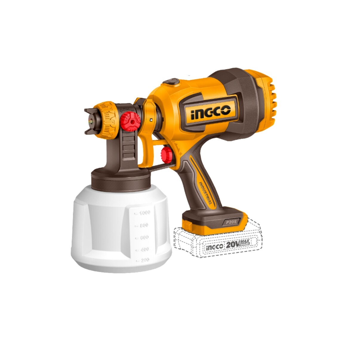 Pistola de Pintura Ingco a Batería P20s 20v CSGLI2004 