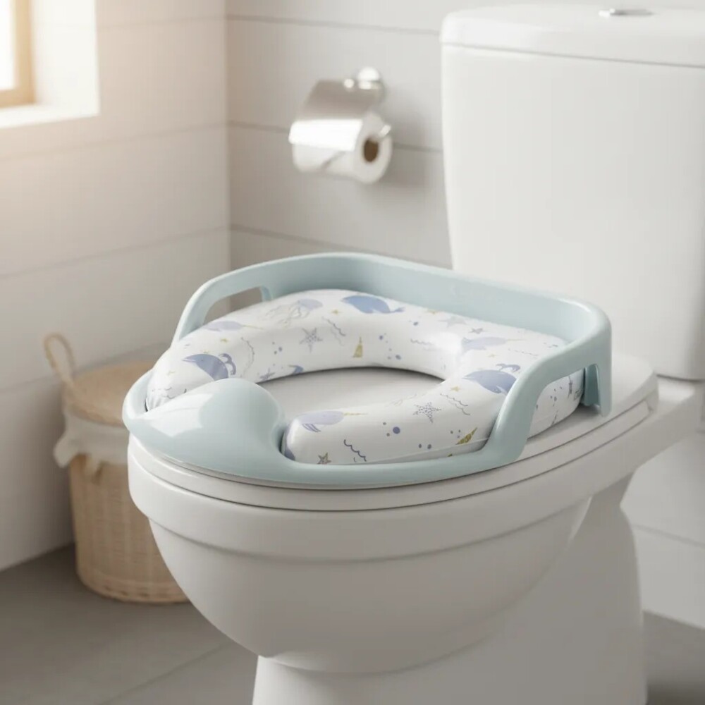 Reductor de inodoro acolchonado KIKKABOO celeste