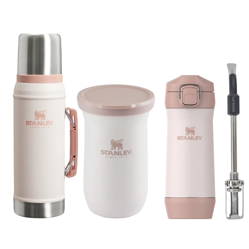 Set Stanley Super Completo termo/mate/bombilla/Yerbera Rosa