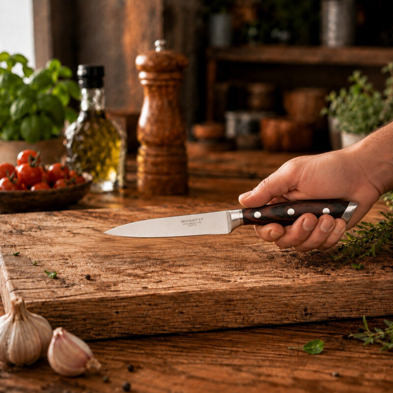 Cuchillo de Cocina Bugatti Ergo 12,5 cm Acero Mango de Madera Cuchillo de Cocina Bugatti Ergo 12,5 cm Acero Mango de Madera