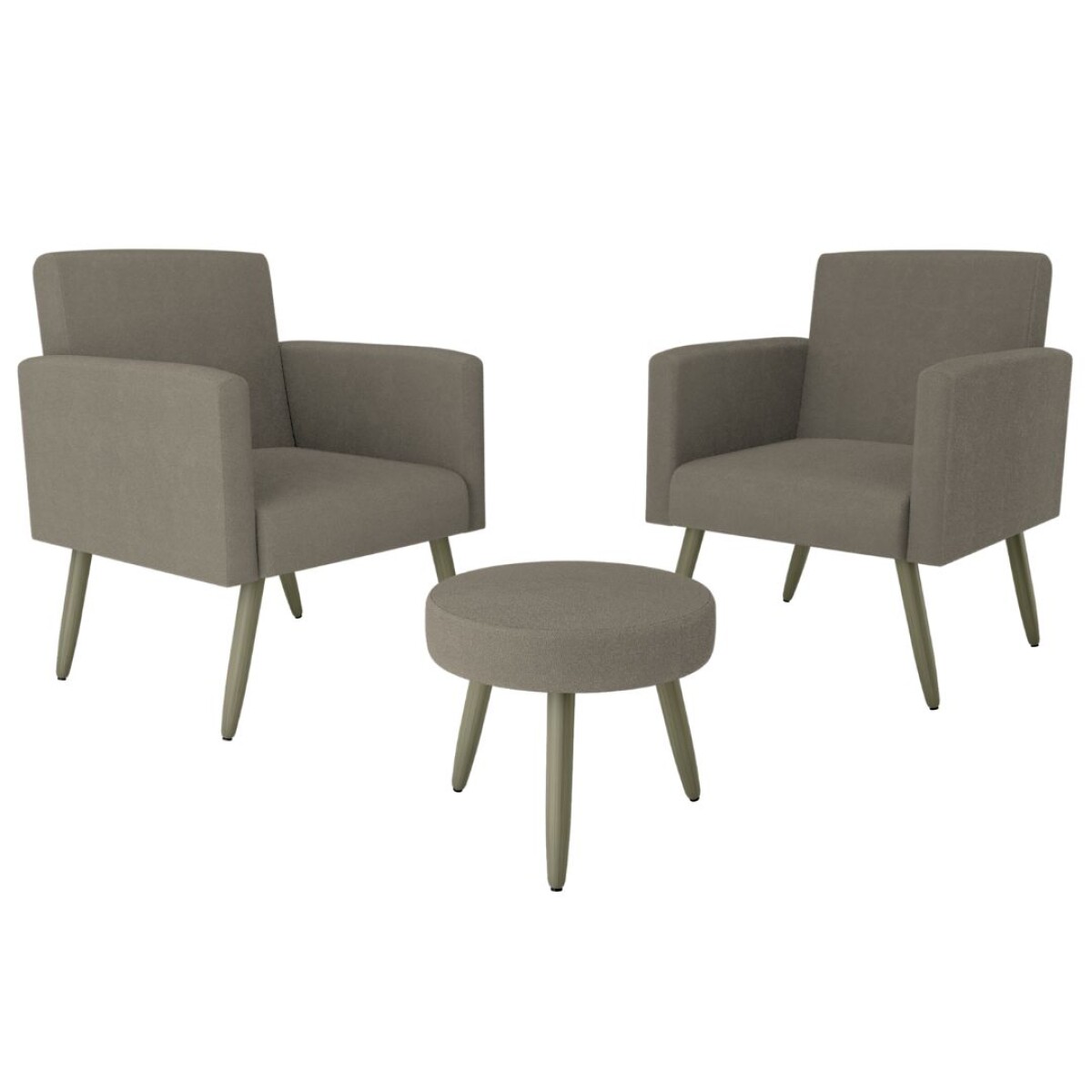 Conjunto 2 Poltronas + Puff Dallas Chumbo 