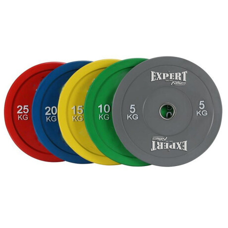 Disco Olímpico 5Kg Expert Revestido En Goma C/ Aro Metal Pesa P/ Barras Negro