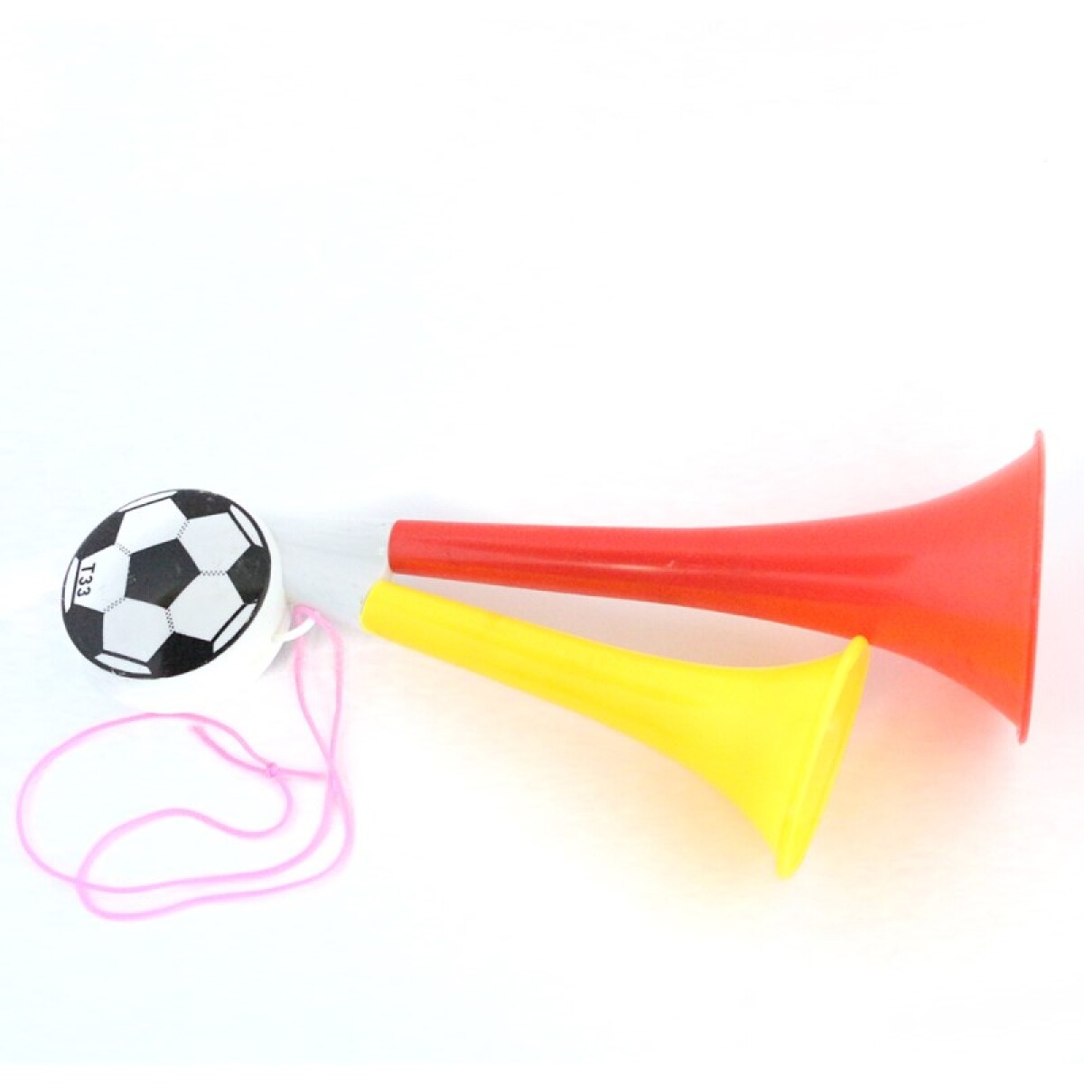 3x2 OUTLET Corneta fútbolera doble con pelota 28*8 cm - 3x2 Outlet Corneta Fútbolera Doble Con Pelota 28*8 Cm 