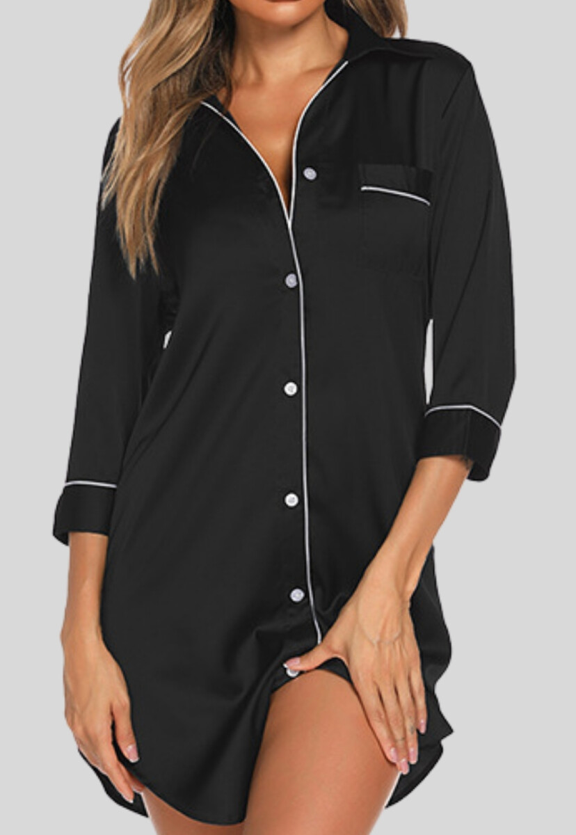 CAMISA SEDA MANGA 3/4 - NEGRO 