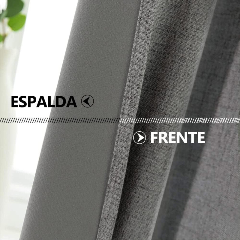 Cortina 2 Paños 140 X 220 Cm Textura Lino Blackout Gris