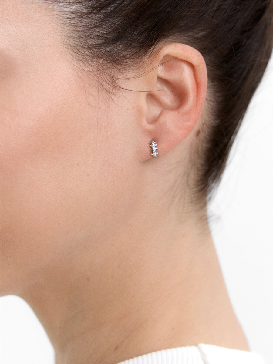 Pendiente Individual Con Circonitas Y Relieve - Plata De Ley 925 plateado