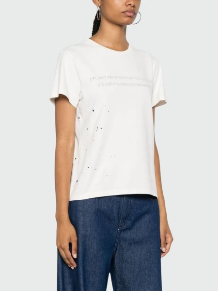 Golden Goose - Camiseta de algodón con cuello a la base Blanco