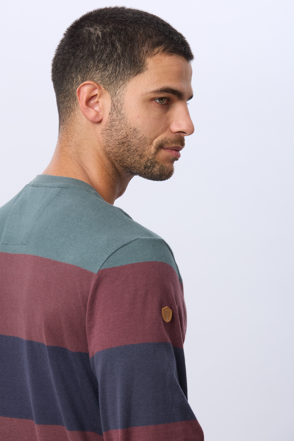 REMERA RAYADA DE ALGODÓN Azul
