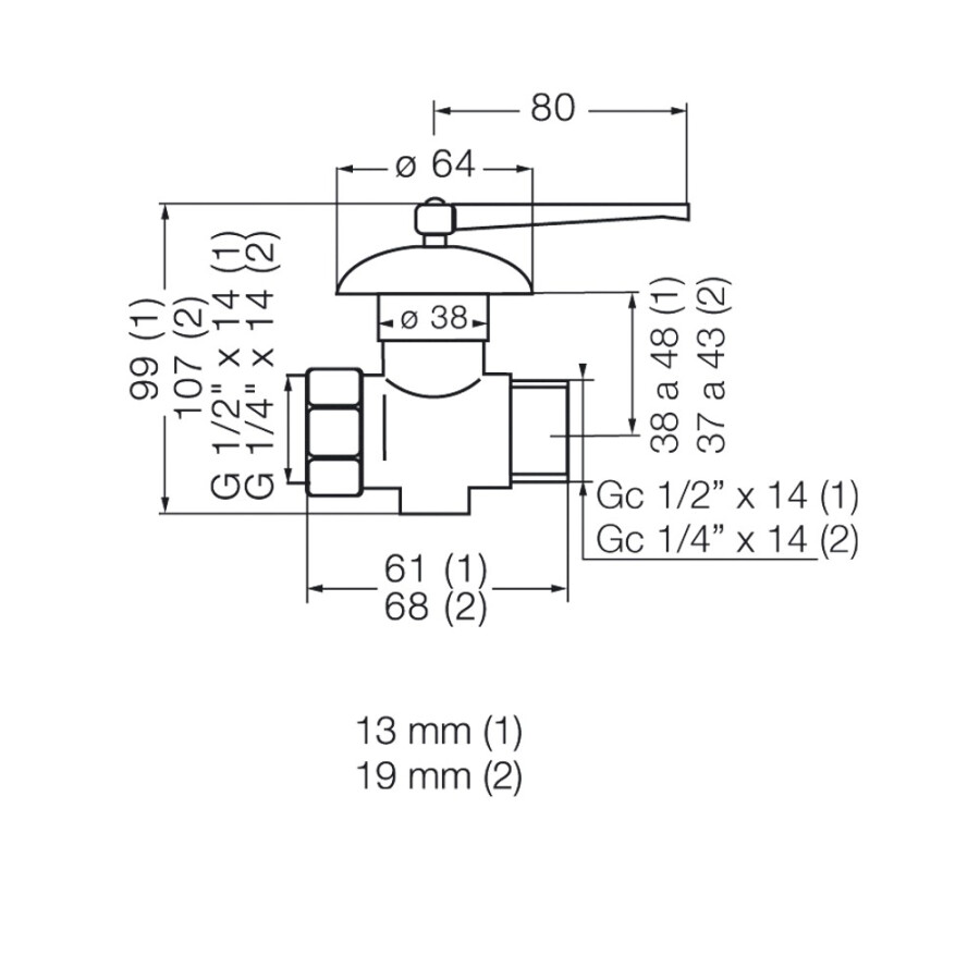 LLave de Gas M-H Cromo LLave de Gas M-H Cromo