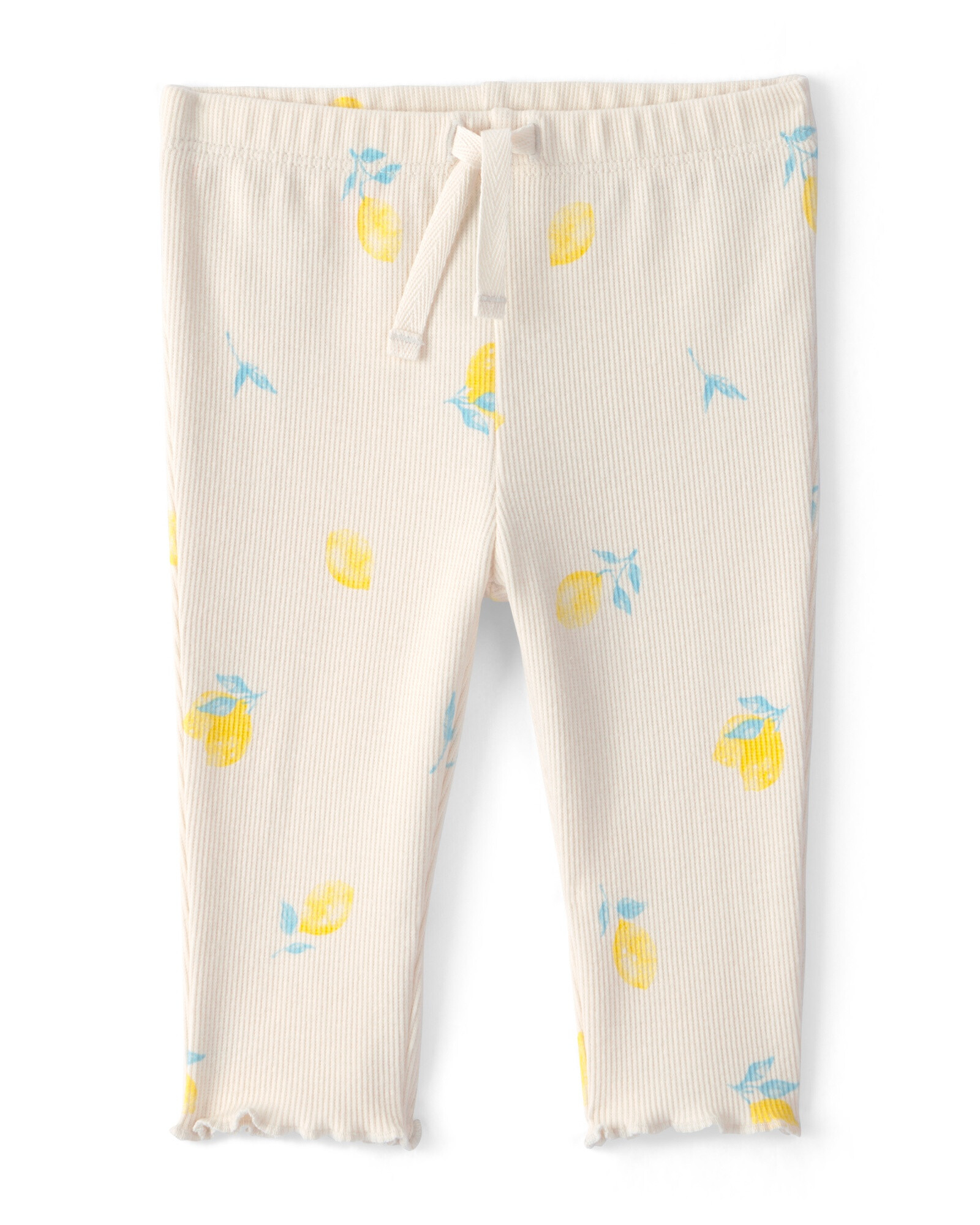 Pantalón de algodón acanalado, marfil, diseño limones Sin color