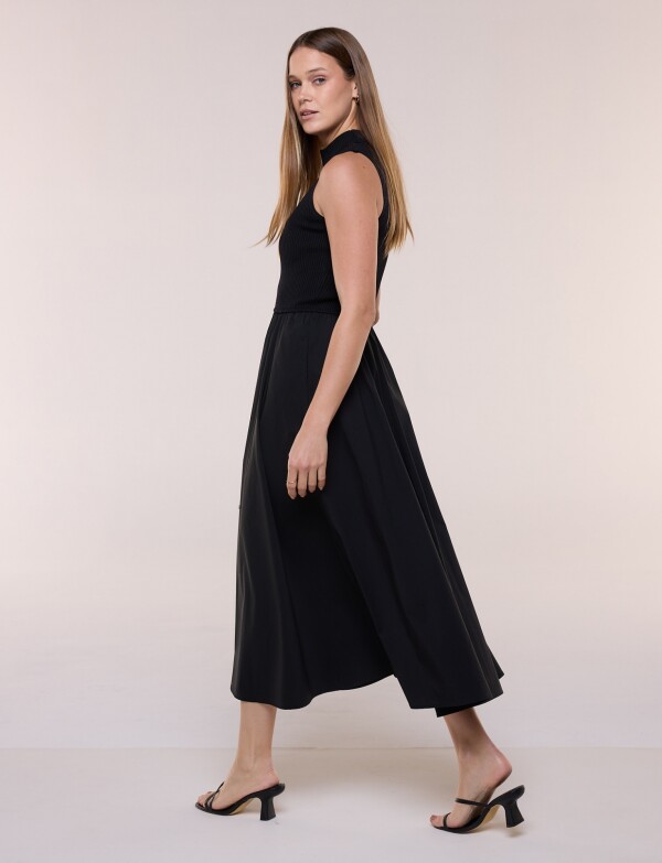 Vestido Midi Combinado NEGRO