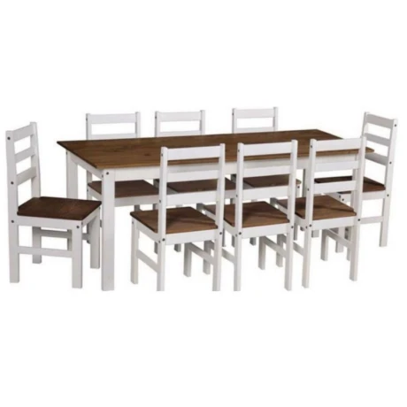 JUEGO COMEDOR 8 SILLAS BLANCO CERA ACAPULCO JUEGO COMEDOR 8 SILLAS BLANCO CERA ACAPULCO
