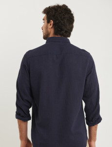 011665 CAMISA DE LINO HARRINGTON LABEL Azul