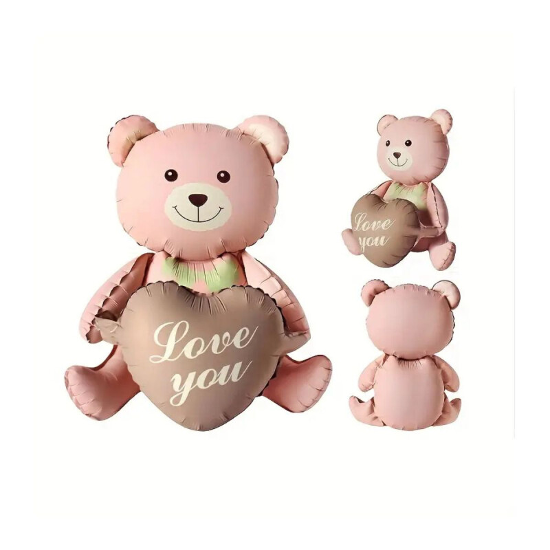 Globo Oso Love You Rosa con Marron