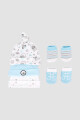Set gorritos con medias Celeste