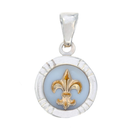 Dije de plata 925 con double de oro 18 ktes y nácar, FLOR DE LIS Dije de plata 925 con double de oro 18 ktes y nácar, FLOR DE LIS